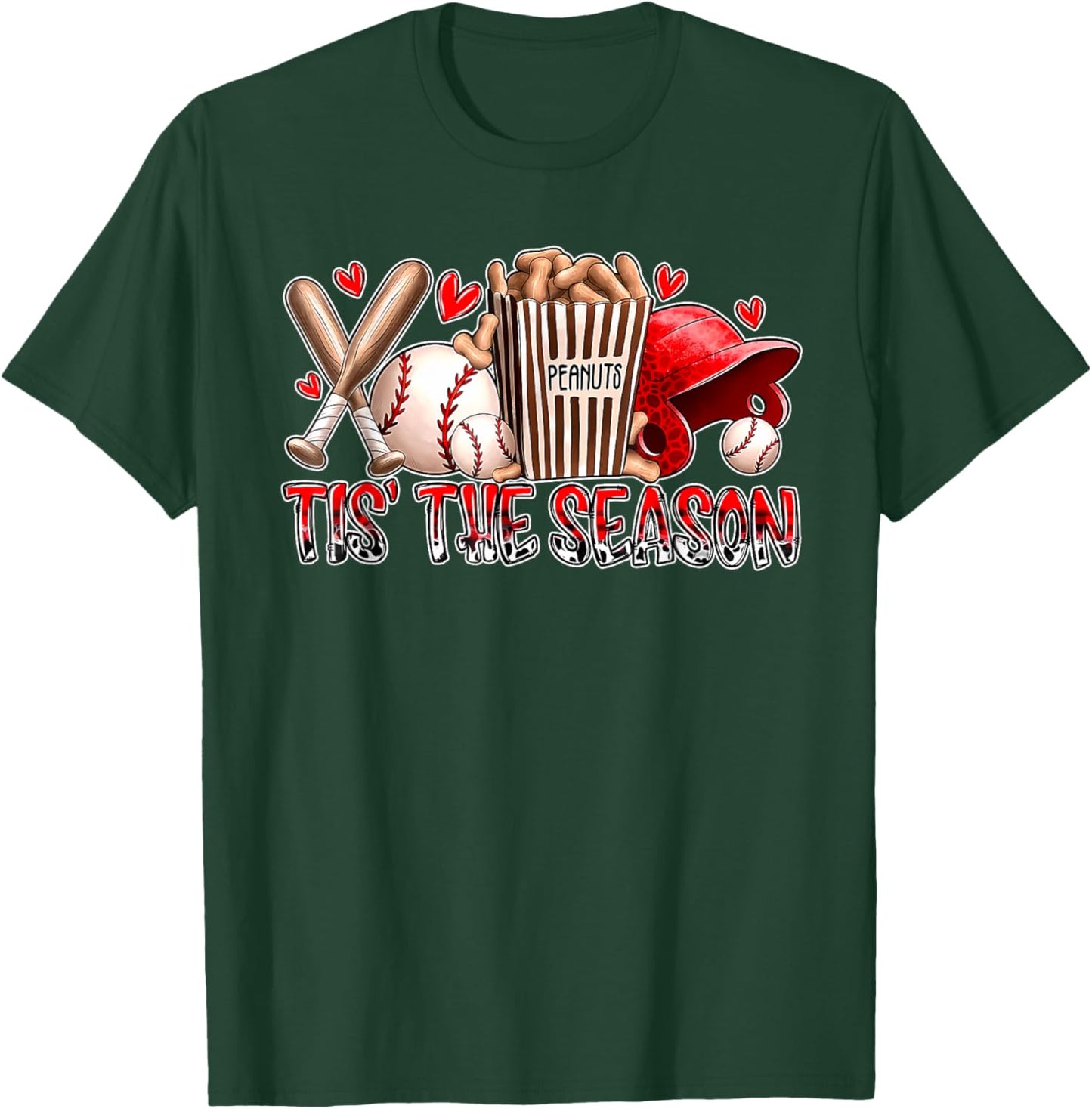 Funny Baseball Lover Tis The Season Baseball Mom Game Day T-Shirt - T-Shirt | Forest