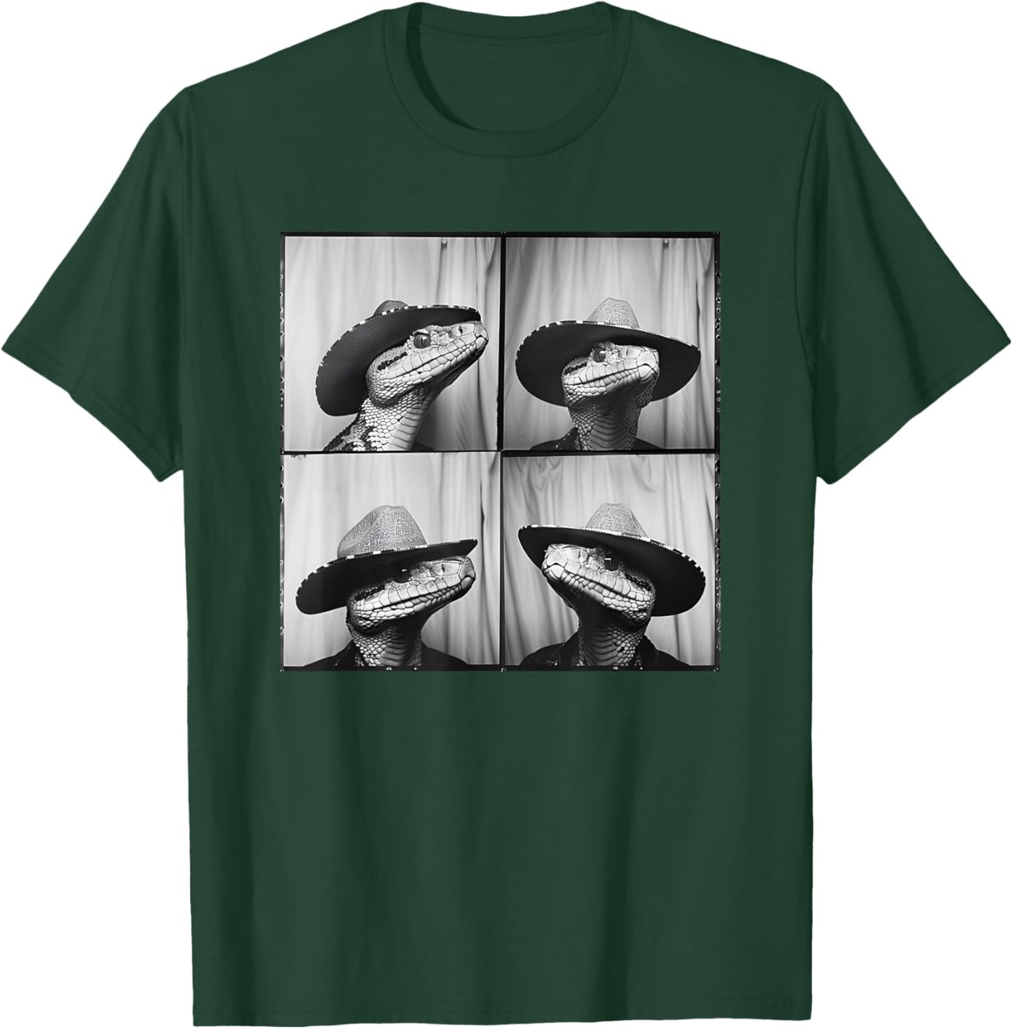 Snake Wearing Cowboy Hat Funny Animal Photobooth Snake Lover T-Shirt - T-Shirt | Forest