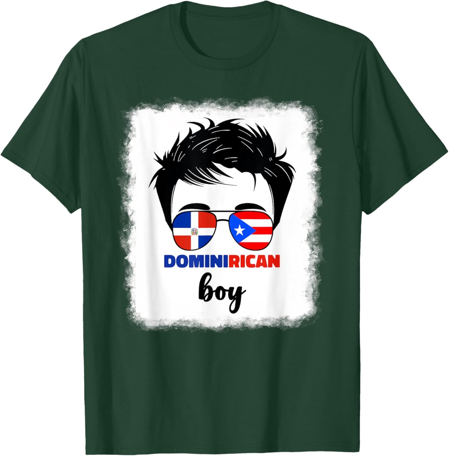 DominiRican Boy Kids Dominican And Puerto Rican Rico Flag T-Shirt - T-Shirt | Forest