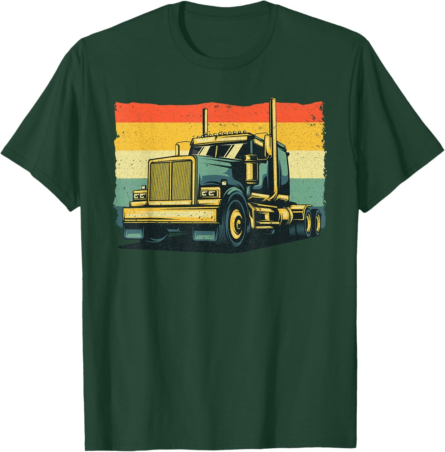 Vintage Trucker Art Women Kids Trucking Truck Driver T-Shirt - T-Shirt | Forest
