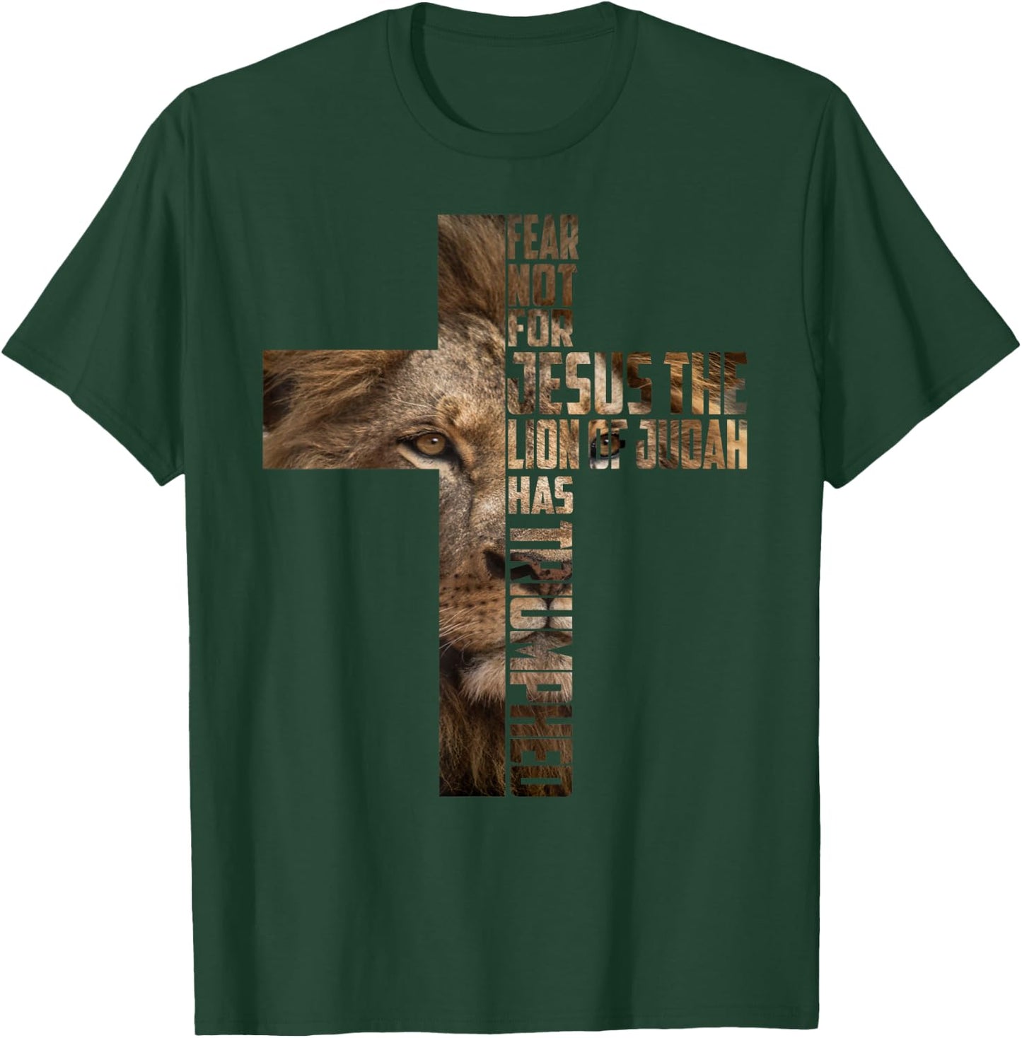 Jesus Lion Judah Cross Faith Christ Gift T-Shirt - T-Shirt | Forest