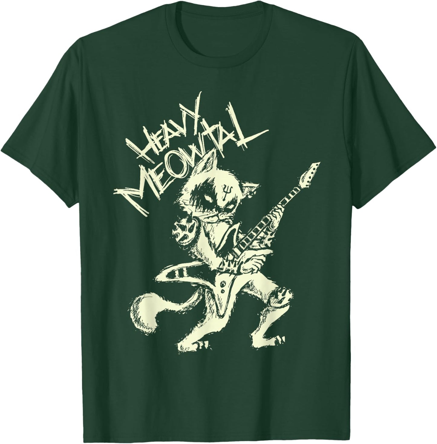 Heavy Metal Cats Gift Clothing Guitar Playing Cat Gothic T-Shirt - T-Shirt | Forest