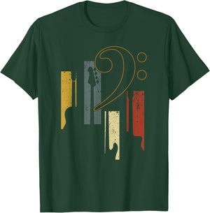 Bass Clef Vintage Bass Guitar Players Music Vintage Guitar T-Shirt - T-Shirt | Forest