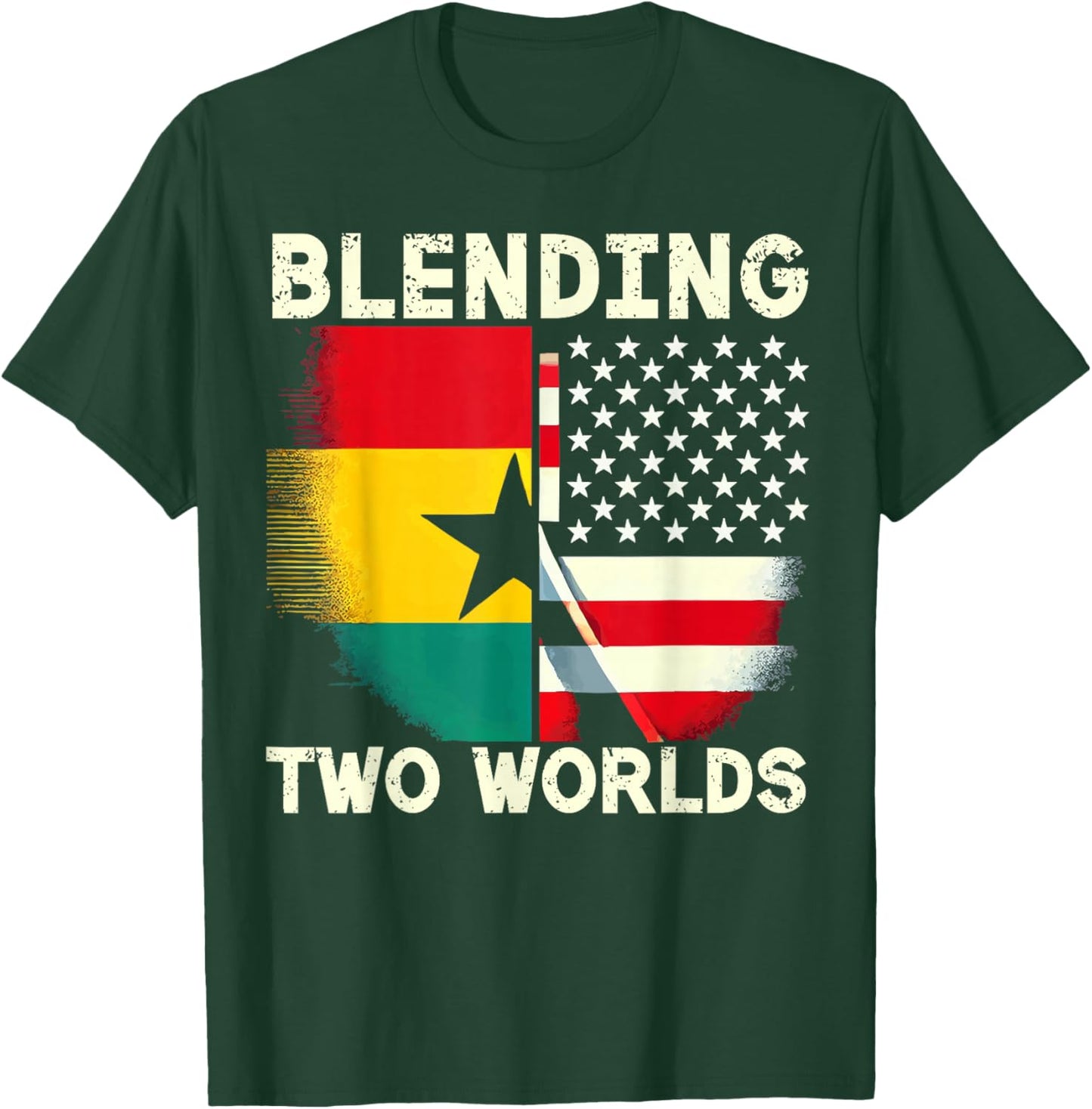 Half Ghanaian Half American USA Flag Ghana America T-Shirt - T-Shirt | Forest