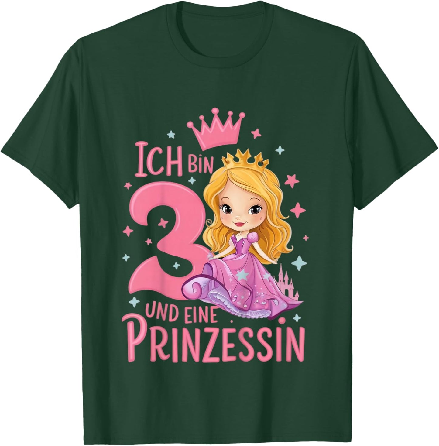 Kinder 3. Geburtstag 3 Jahre Mädchen Ich Bin 3 Und Eine Prinzessin T-Shirt - T-Shirt | Forest