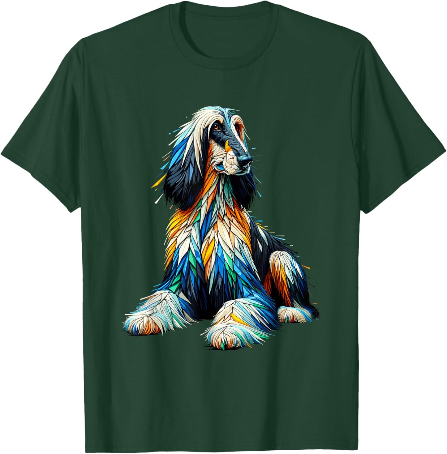 Afghan Hound Dog Gifts Afghan Greyhound Polygon Art Afghan Hound Dog T-Shirt - T-Shirt | Forest