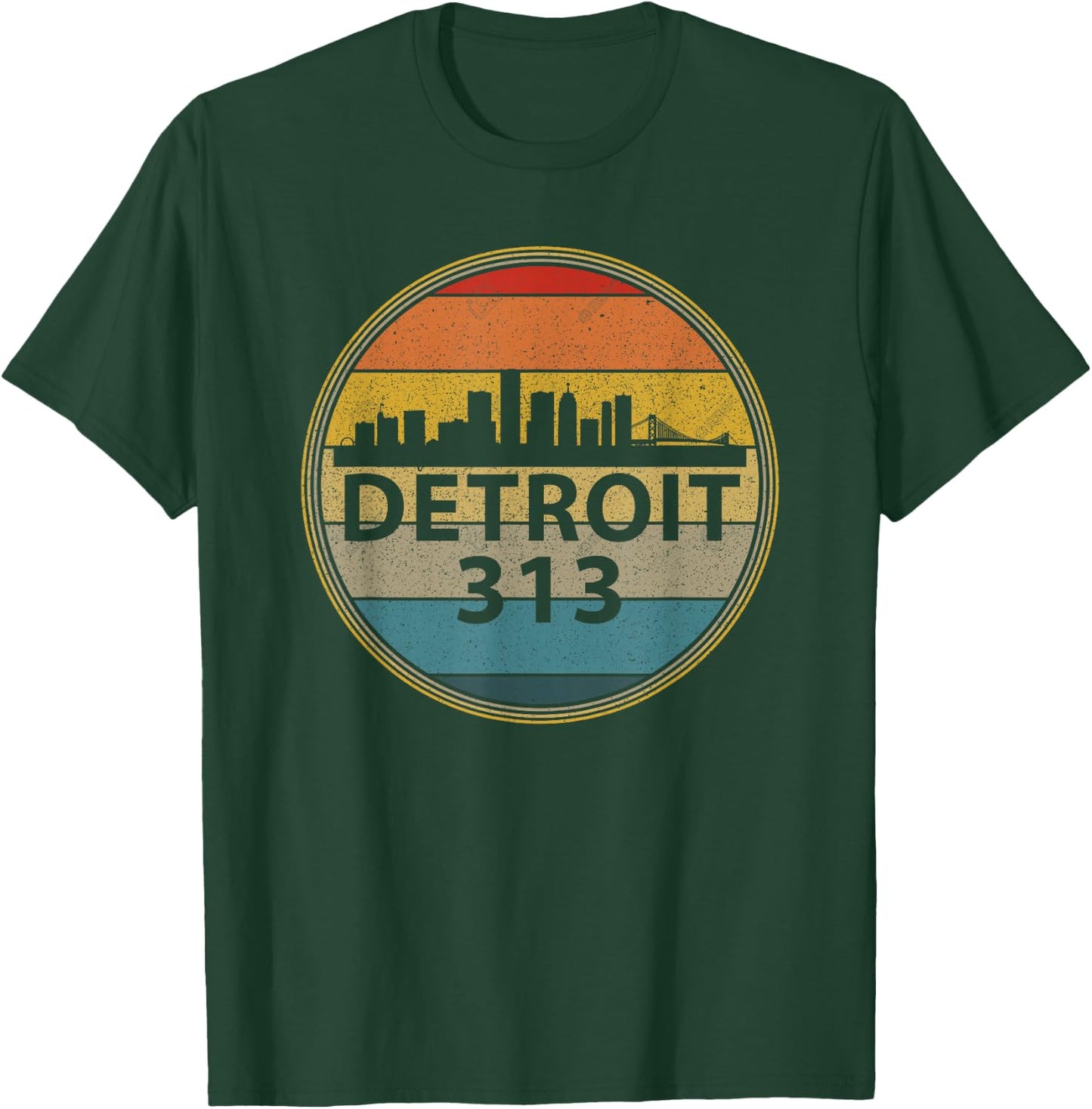 Retro Vintage Detroit 313 Design T-Shirt - T-Shirt | Forest
