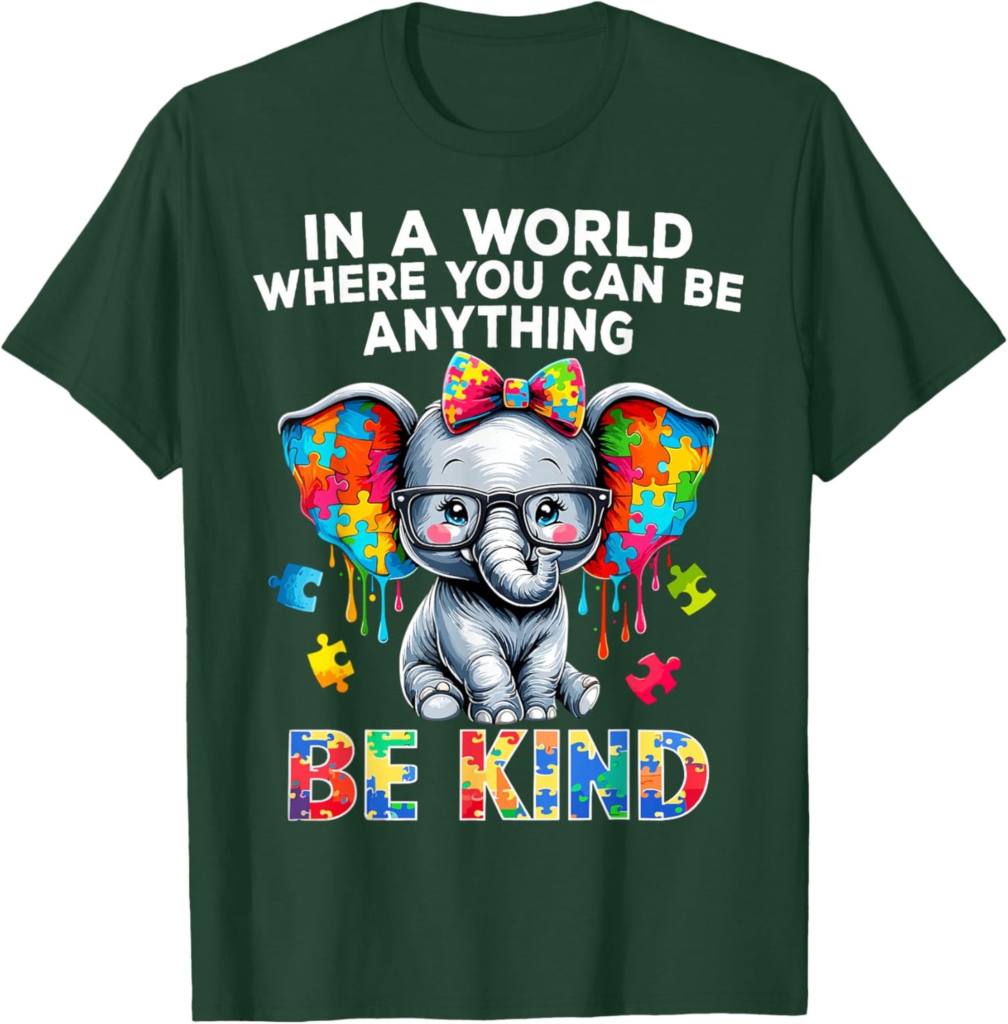 Autism Awareness Elephant Puzzle Autism T-Shirt - T-Shirt | Forest