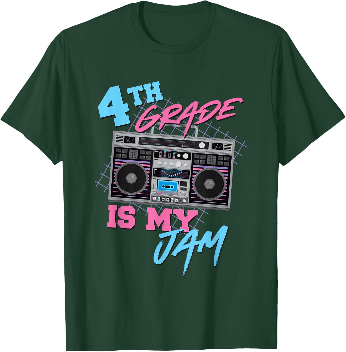 4th Grade Is My Jam - Vintage 80s Boombox Teacher Student T-Shirt - T-Shirt | Forest