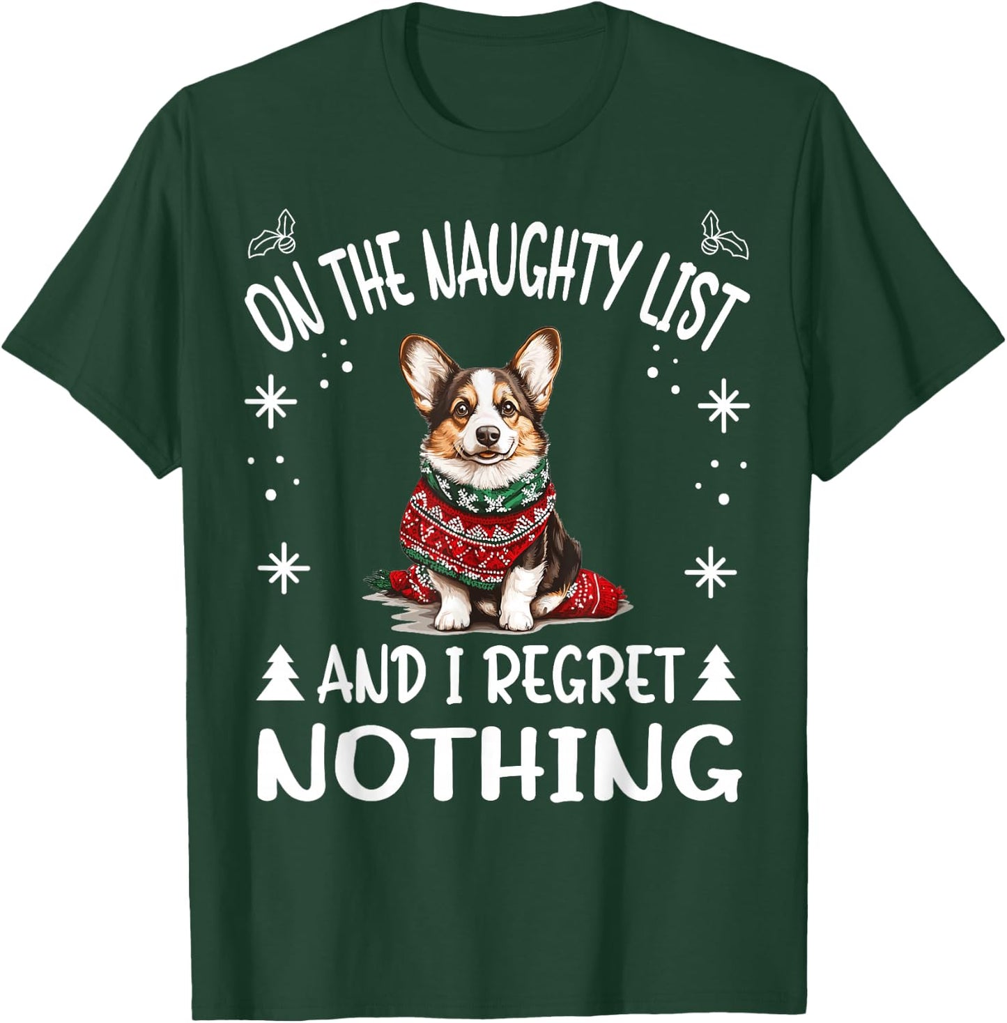 Cute Cardigan Welsh Corgi Dog Christmas On The Naughty List Women T-Shirt - T-Shirt | Forest