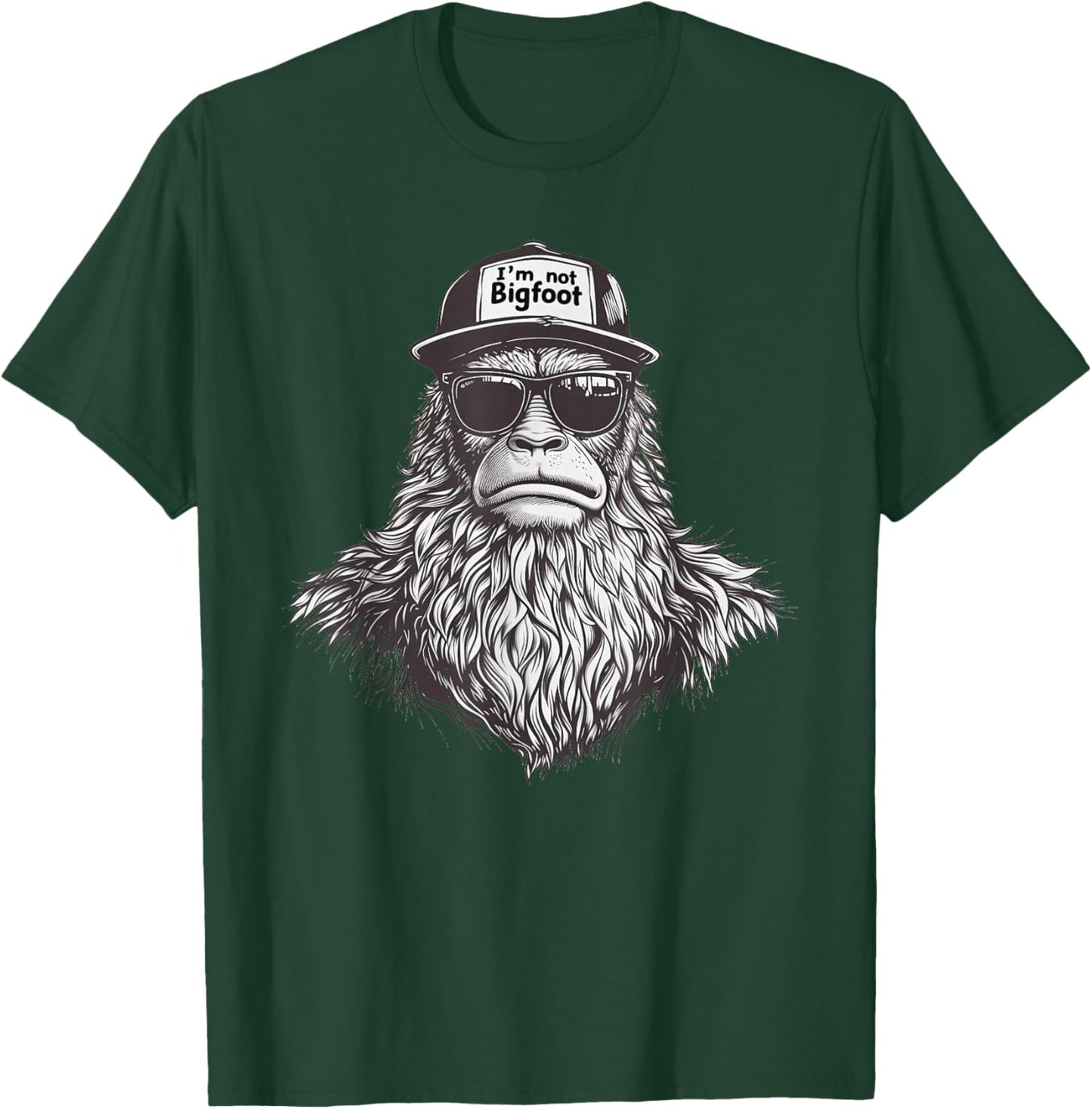 Bigfoot In Disguise Sunglasses Trucker Hat I'm Not Sasquatch , Small, Black T-Shirt - T-Shirt | Forest