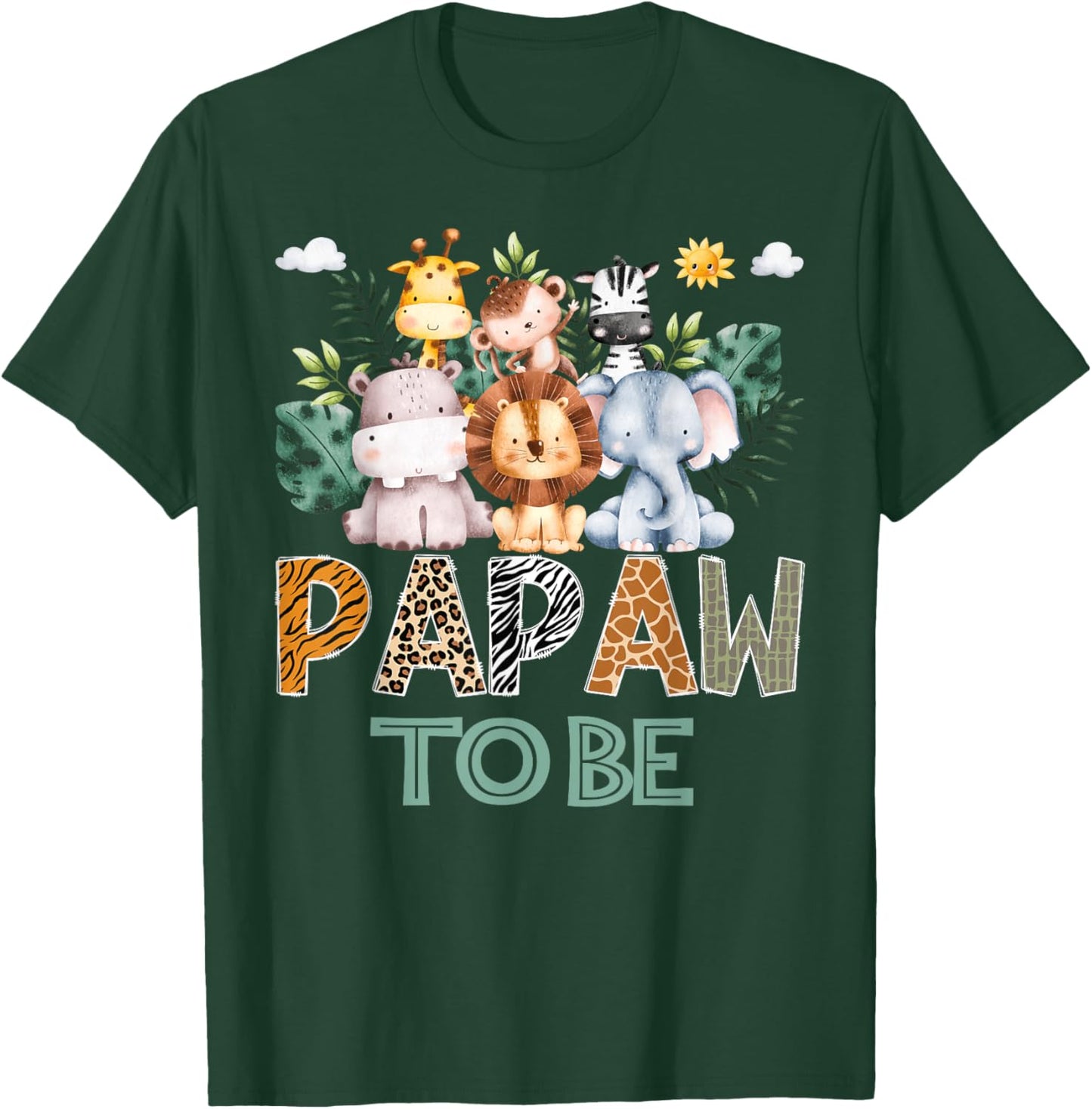 Soon To Be Papaw Jungle Animal Safari Gender Reveal T-Shirt - T-Shirt | Forest