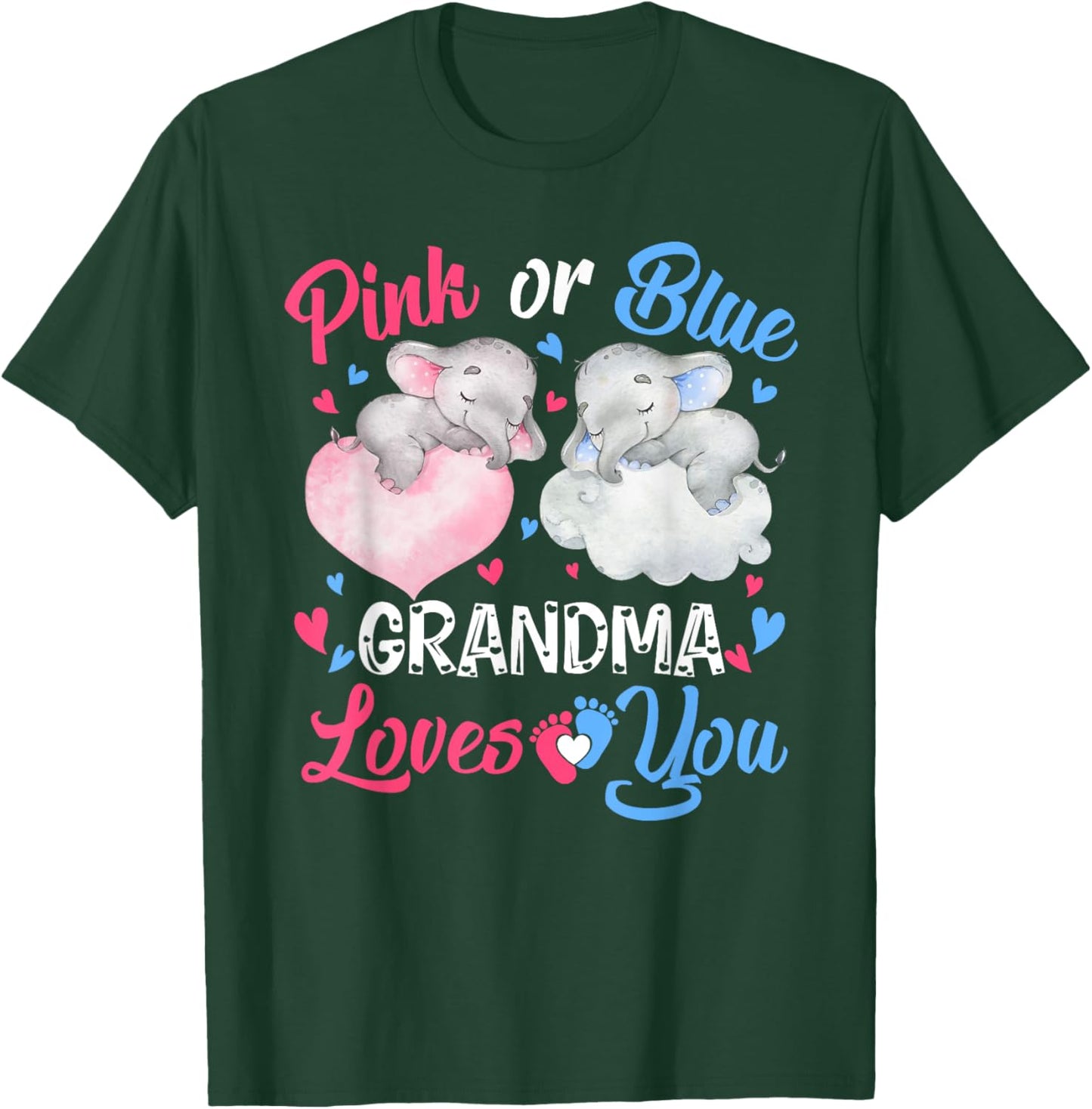 Pink or Blue Grandma Loves You Shirt Elephant Gender Reveal T-Shirt - T-Shirt | Forest