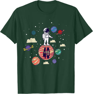 40th Birthday Astronaut Space 40 Year Old Funny B-Day T-Shirt - T-Shirt | Forest
