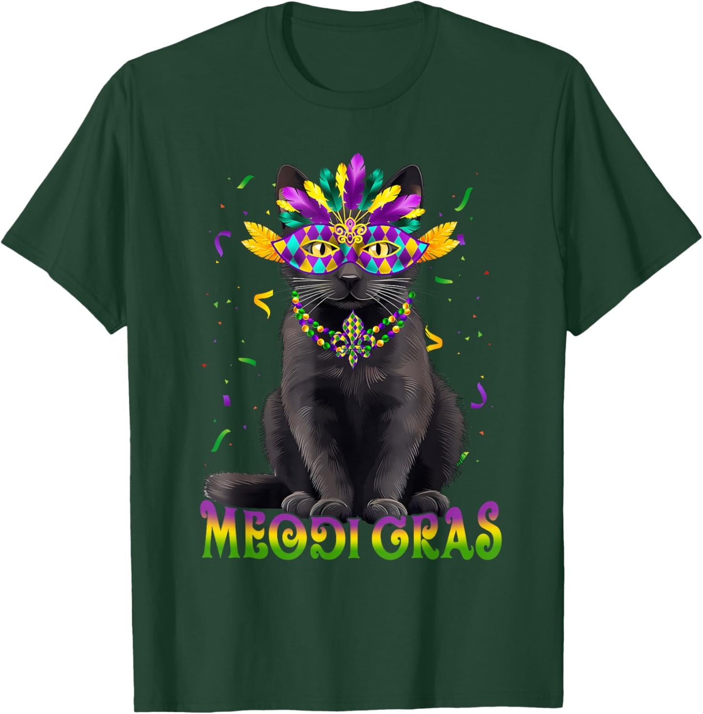 Meowdi Gras Mardi Gras Cat Lover New Orleans Louisiana USA T-Shirt - T-Shirt | Forest