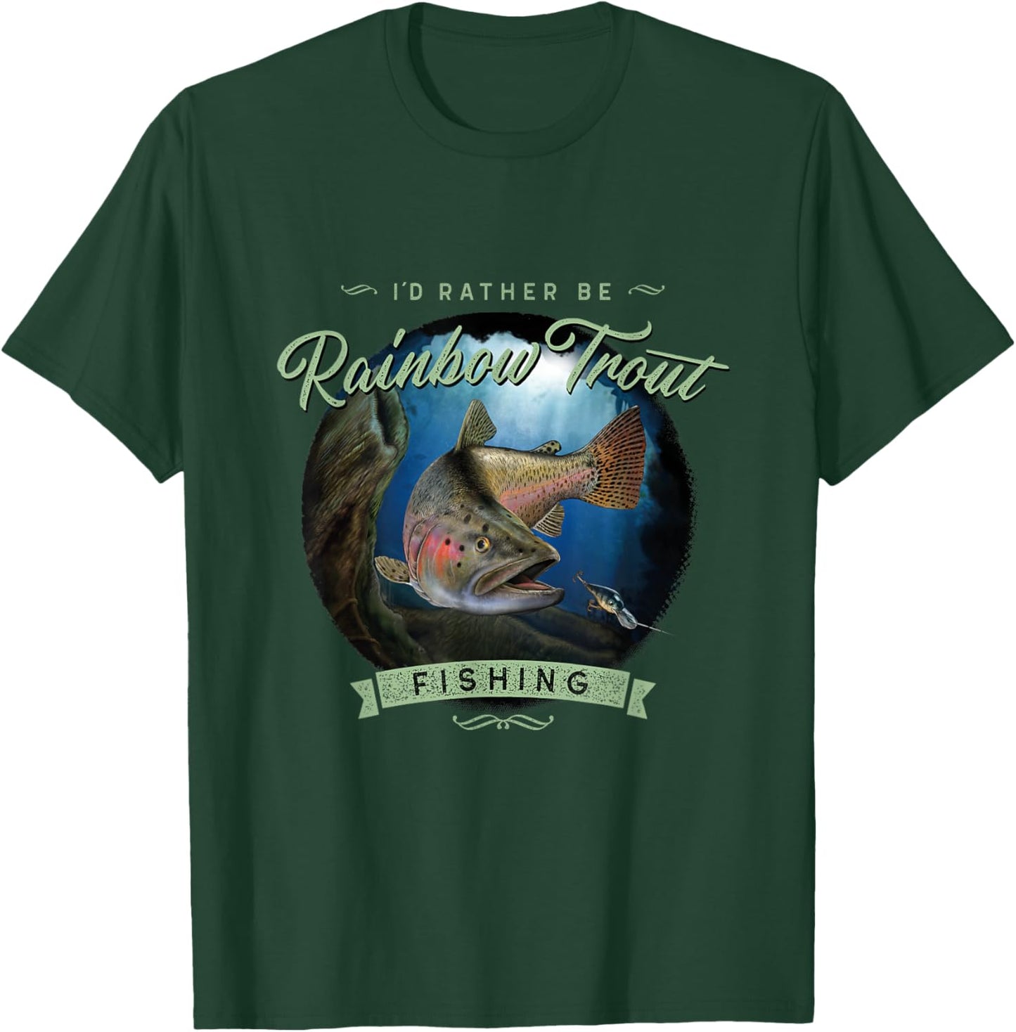 Vintage Look Rainbow Trout Fishing Gifts T-Shirt - T-Shirt | Forest