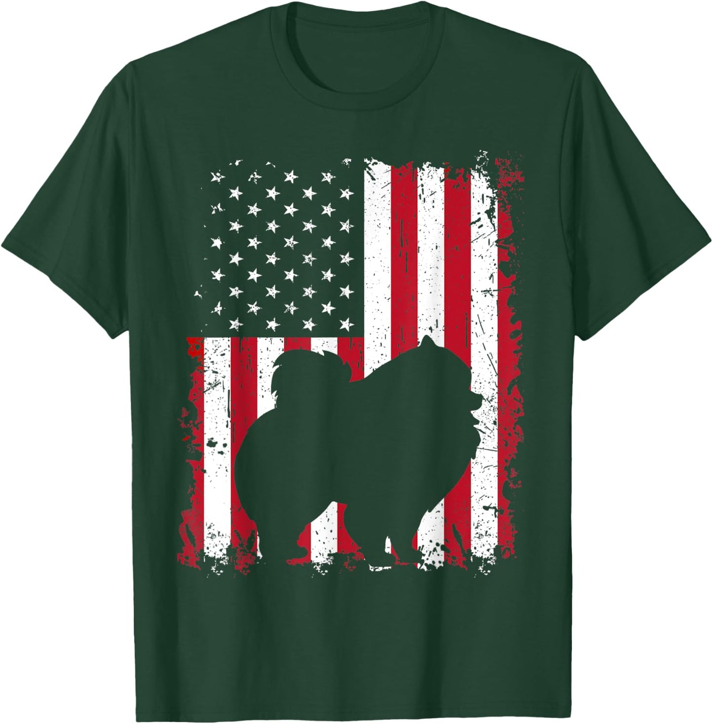 Pomeranian 4th of July Patriotic American USA Flag Gift T-Shirt - T-Shirt | Forest