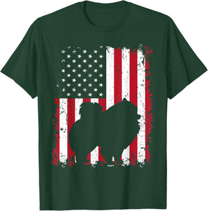 Pomeranian 4th of July Patriotic American USA Flag Gift T-Shirt - T-Shirt | Forest
