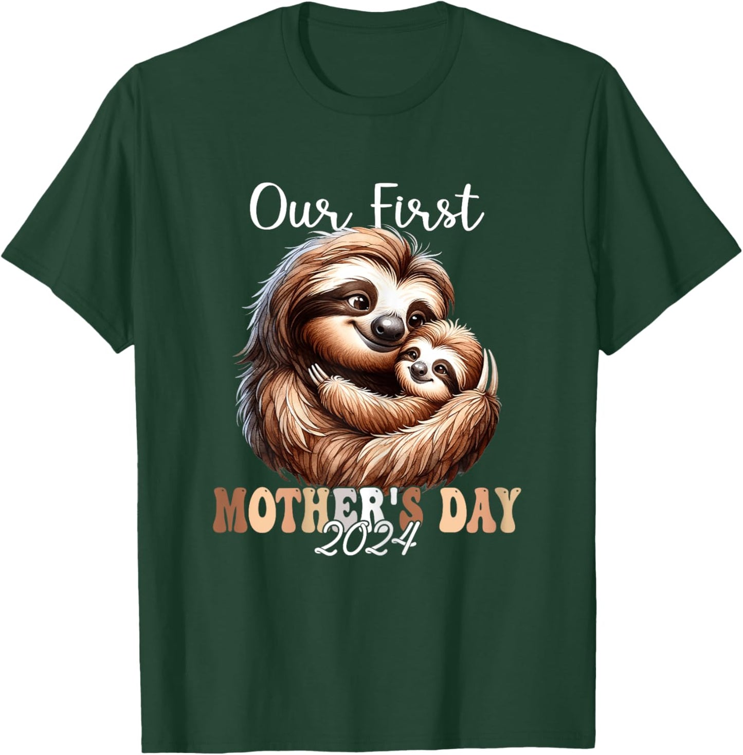 Our First Mother's Day 2024 Mom Sloth Family Matching Baby T-Shirt - T-Shirt | Forest