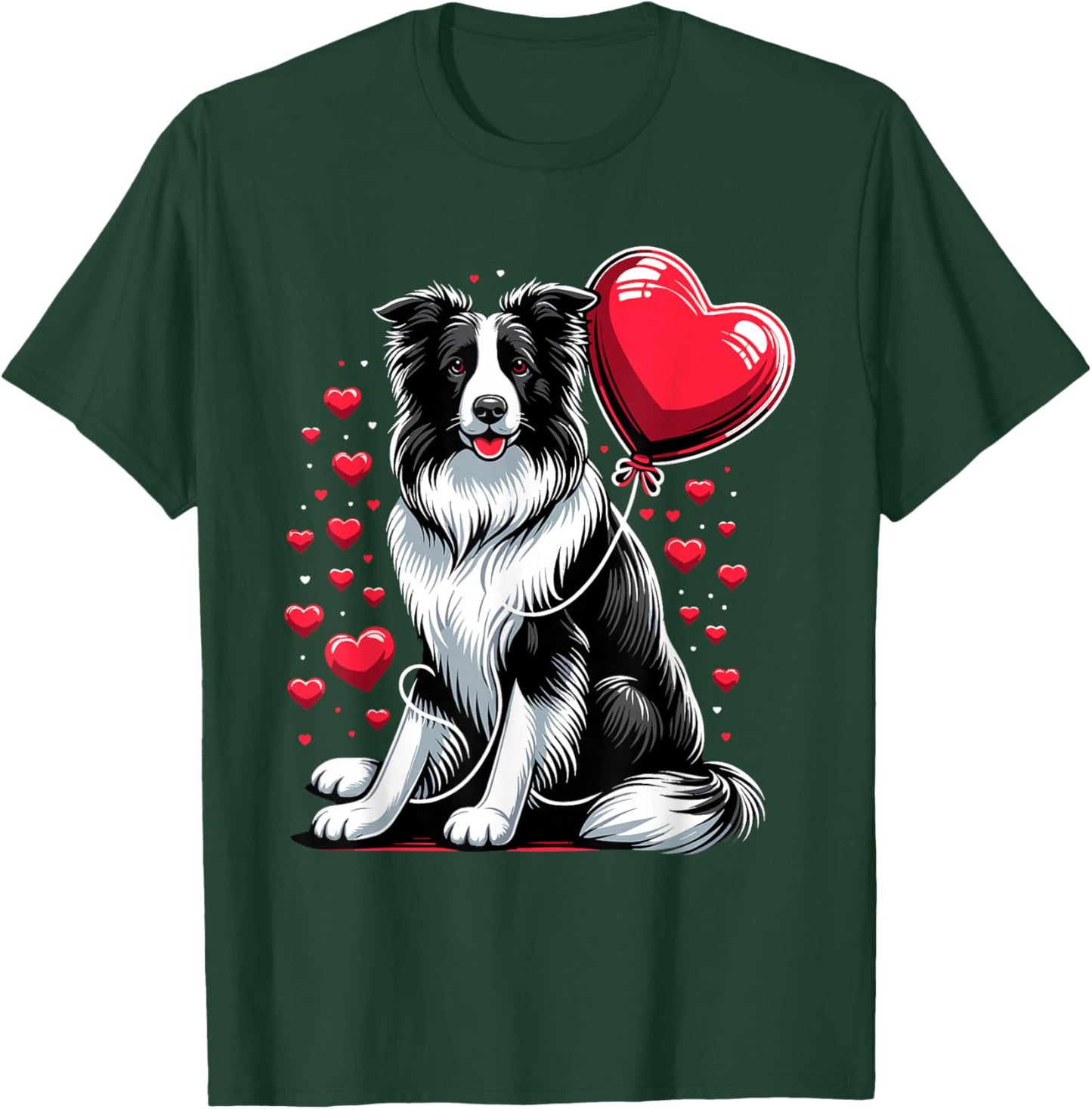 Border Collie Dog Valentines Day Dog Owner Valentine T-Shirt - T-Shirt | Forest