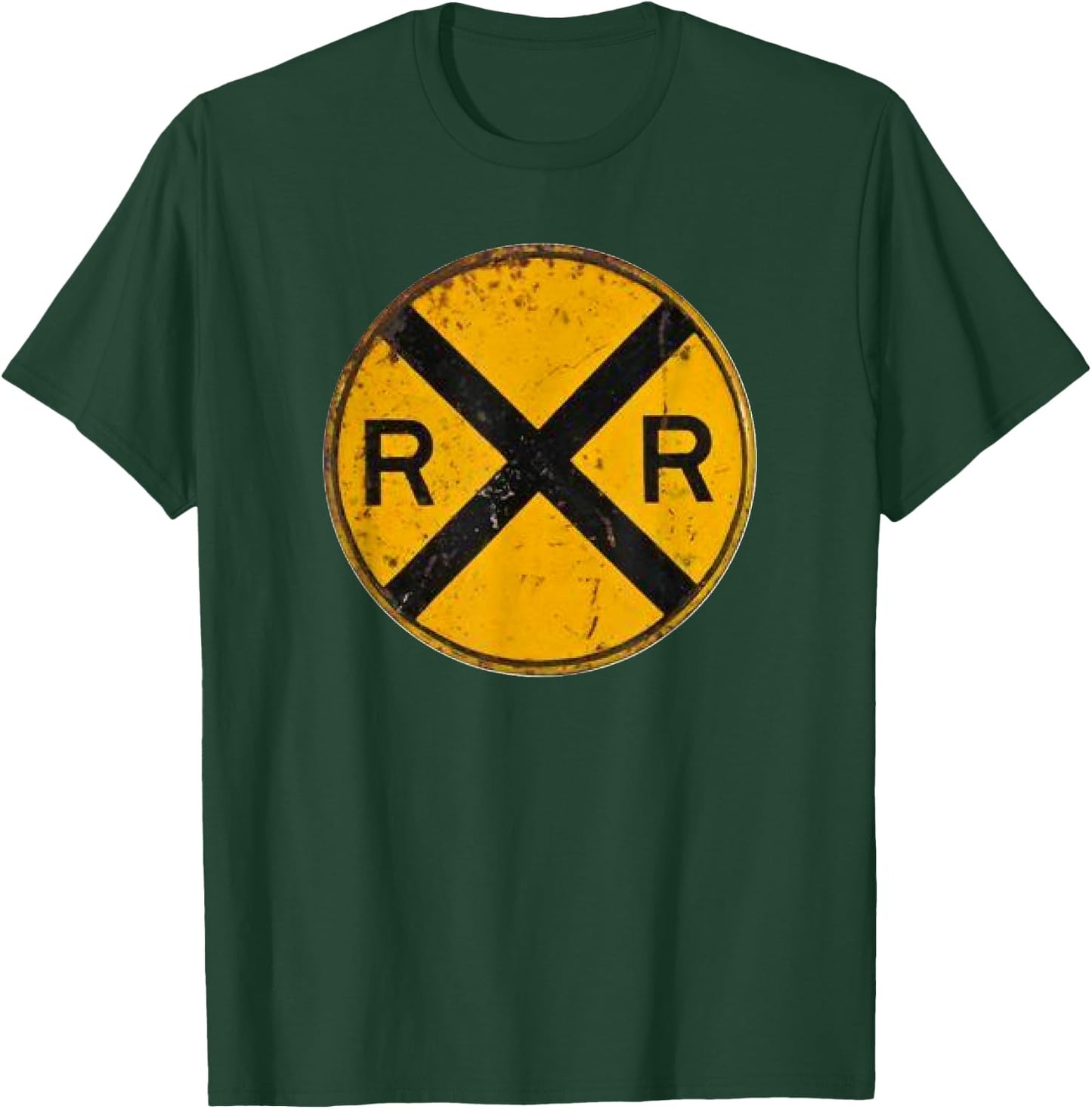 Vintage Railroad Crossing Sign Worker Engineer T-Shirt - T-Shirt | Forest