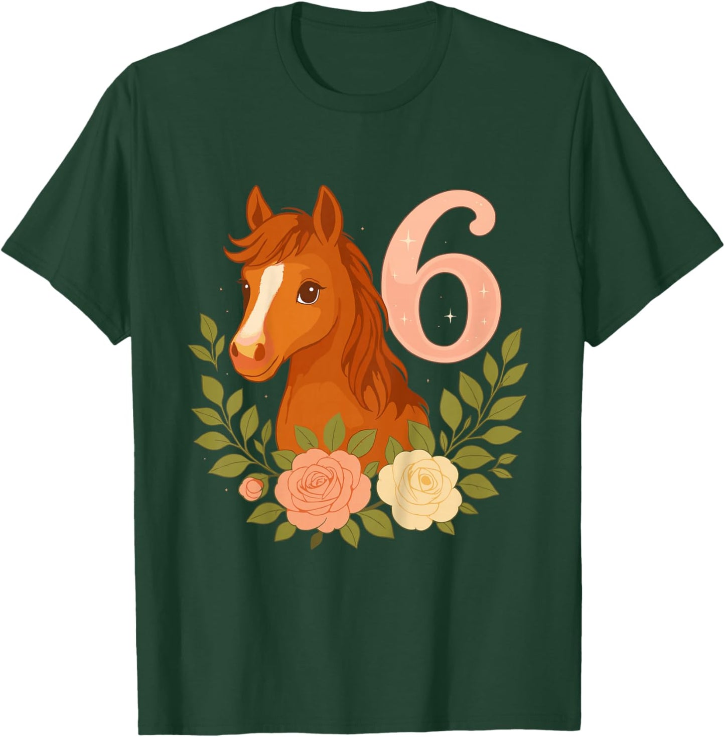 6. Geburtstag, Mädchen, Pferd, Pony & 6 Jahre altes Mädchen Geburtstag T-Shirt - T-Shirt | Forest