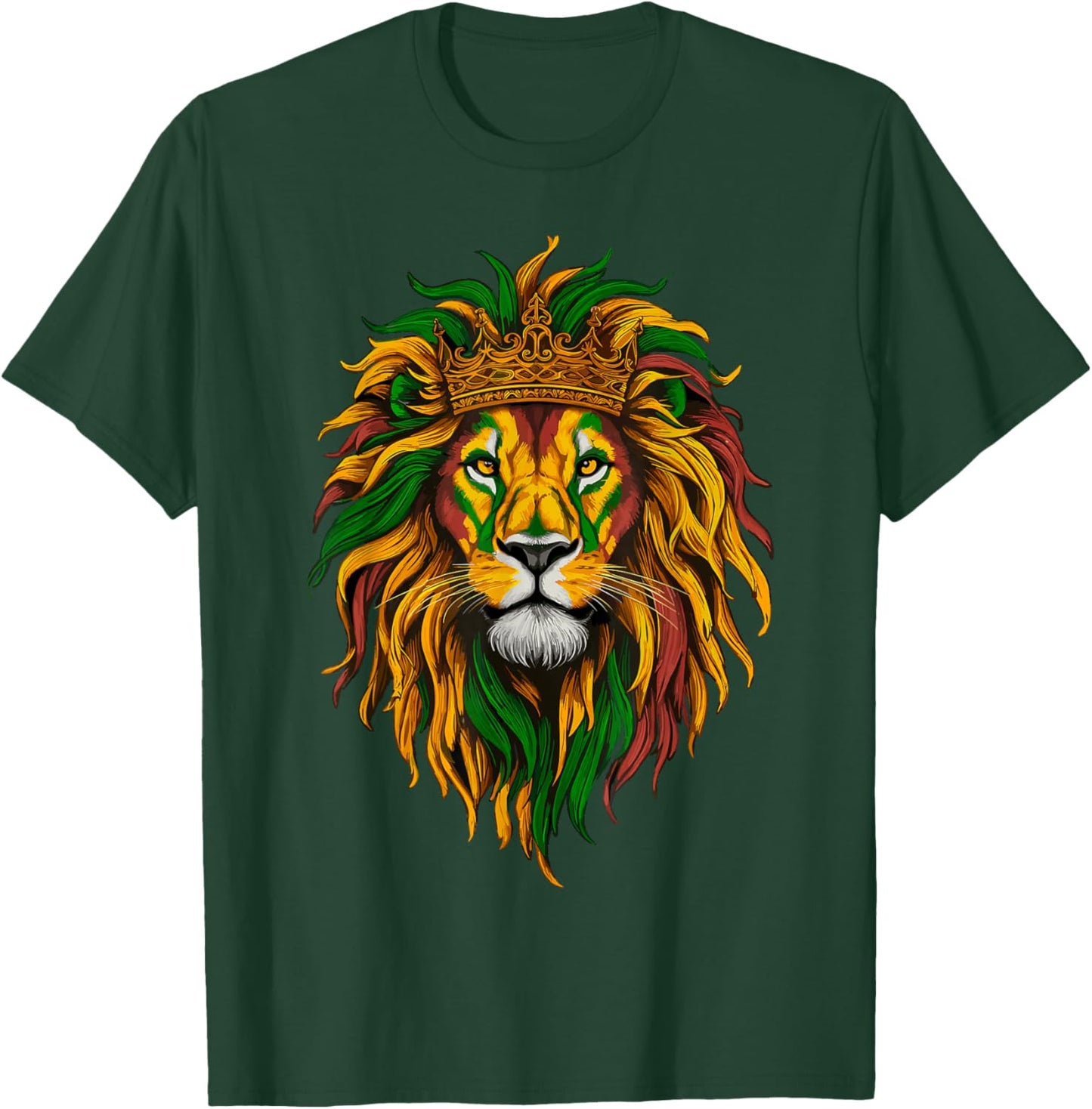 Rasta Lion of Judah Rastafarian Reggae Ethiopian Lion T-Shirt - T-Shirt | Forest