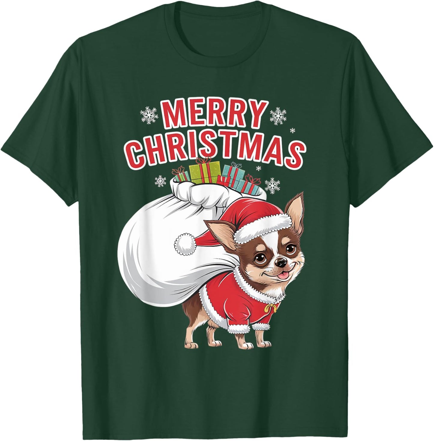 Merry Christmas Chihuahua T-Shirt - T-Shirt | Forest