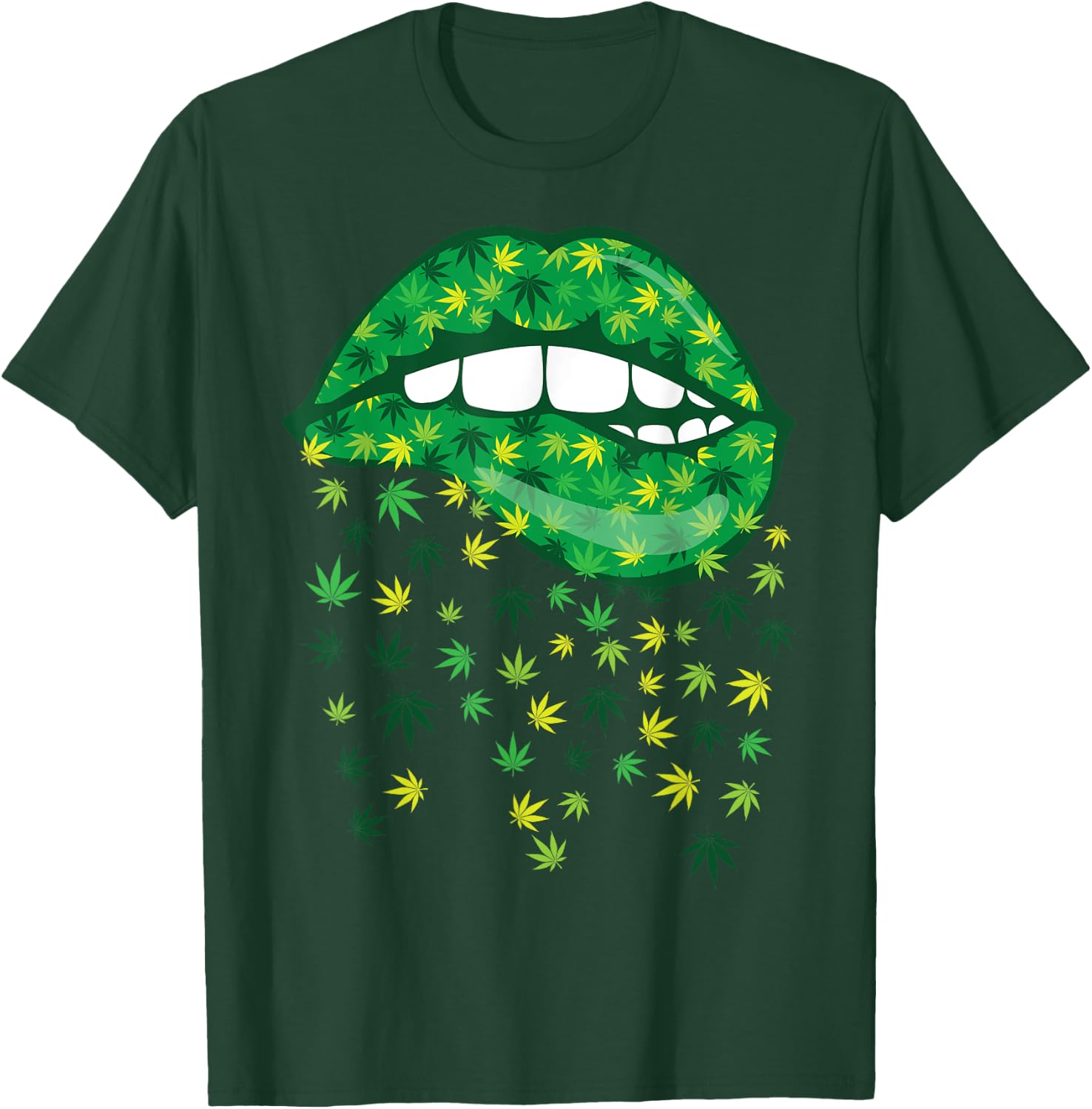 Biting Lips 420 Weed Cannabis Marijuana Stoner Gift T-Shirt - T-Shirt | Forest