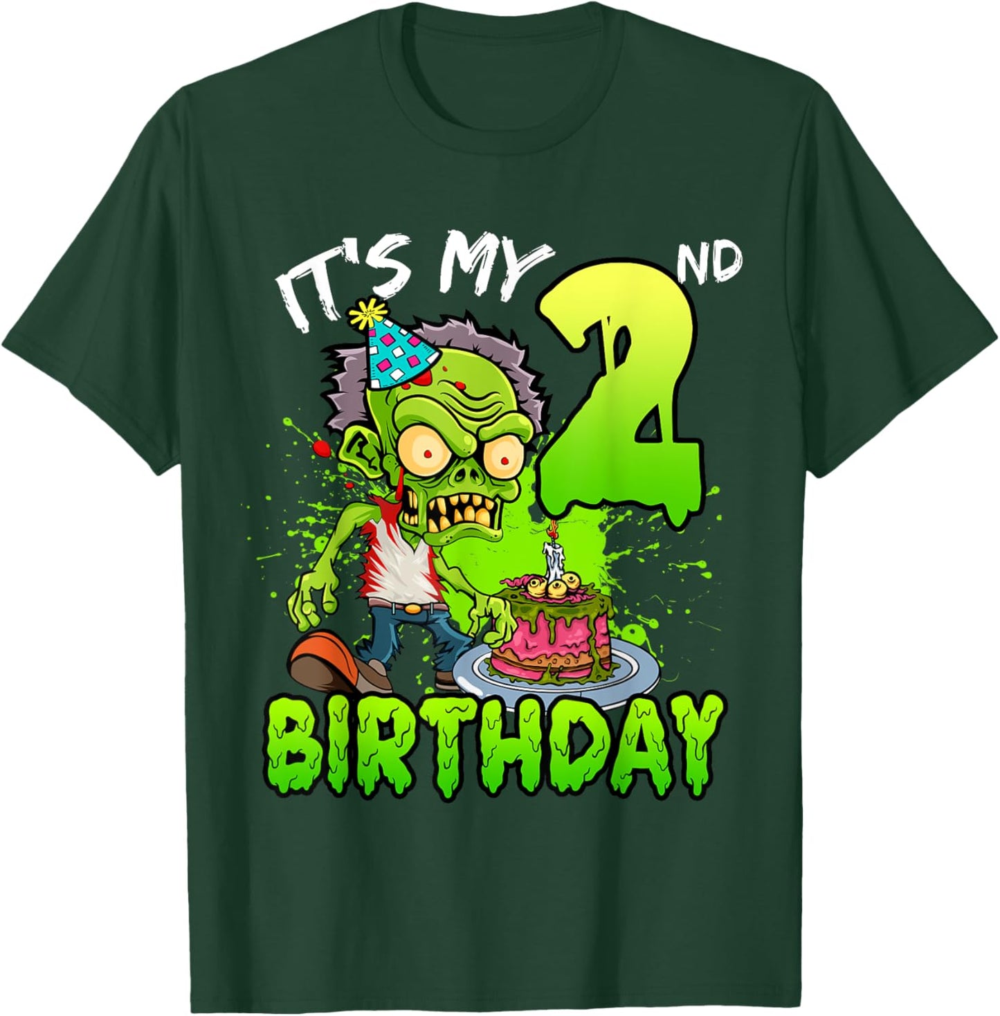 It's My 2nd Birthday Zombie Lover 2 Year Old Boys Girls T-Shirt - T-Shirt | Forest