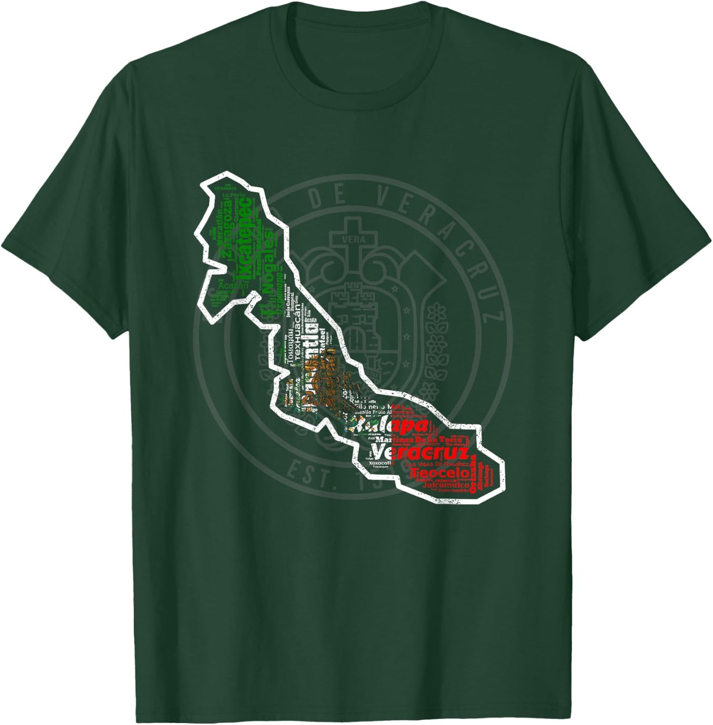 Escudo De Veracruz Bandera De Mexico Ciudades Y Municipios T-Shirt - T-Shirt | Forest
