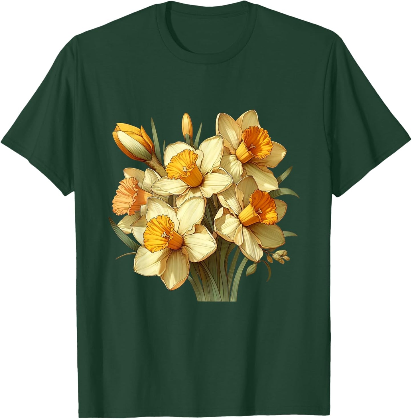 Yellow White Vintage Daffodil Flowers Gardeners T-Shirt - T-Shirt | Forest