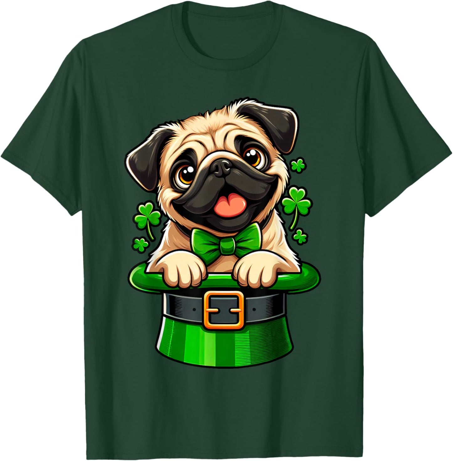 Pug St Patricks Day Leprechaun Shamrock Irish Dog Pug Lover T-Shirt - T-Shirt | Forest