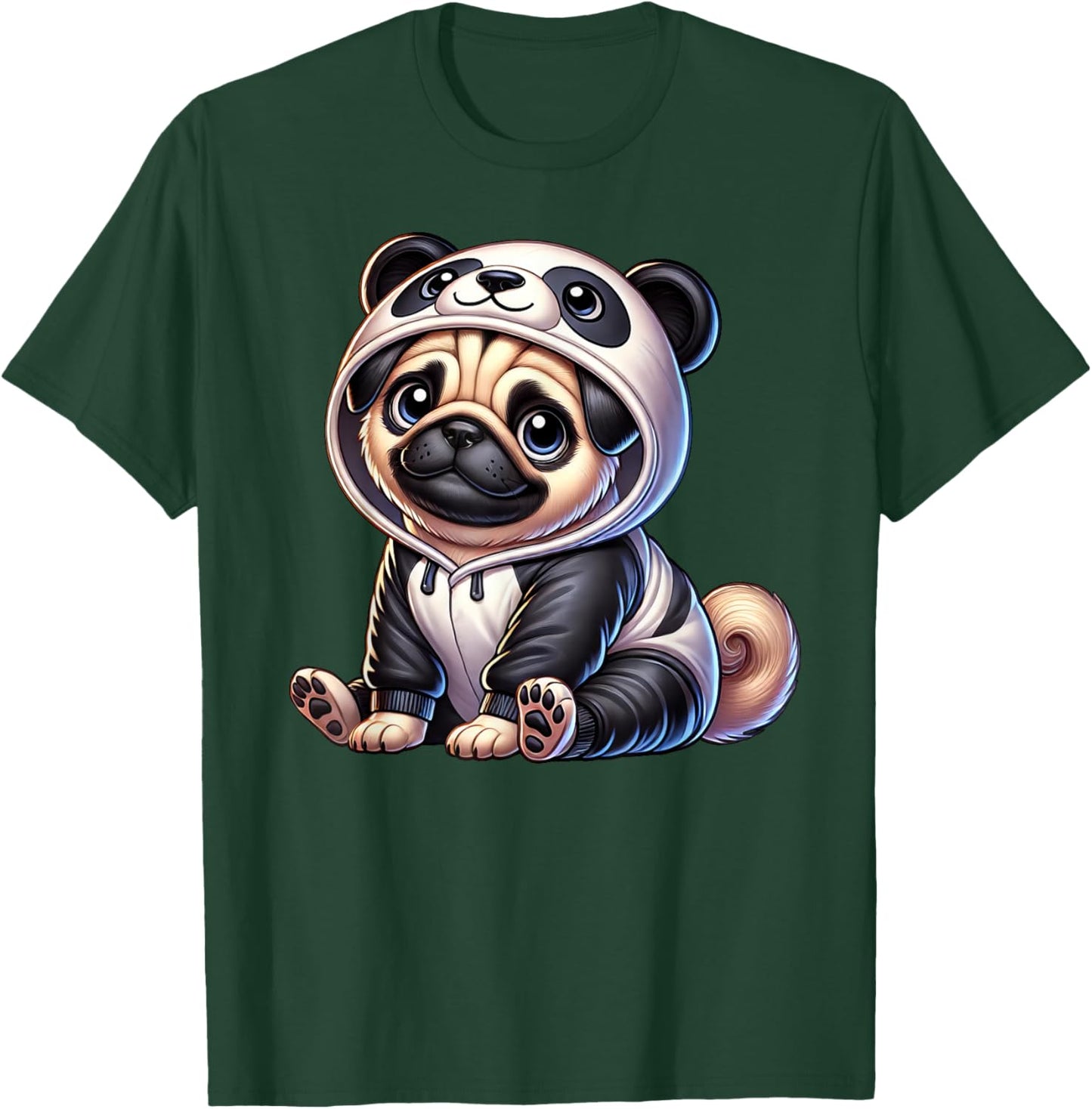 Pug Cartoon Dog Costume Carnival Panda T-Shirt - T-Shirt | Forest