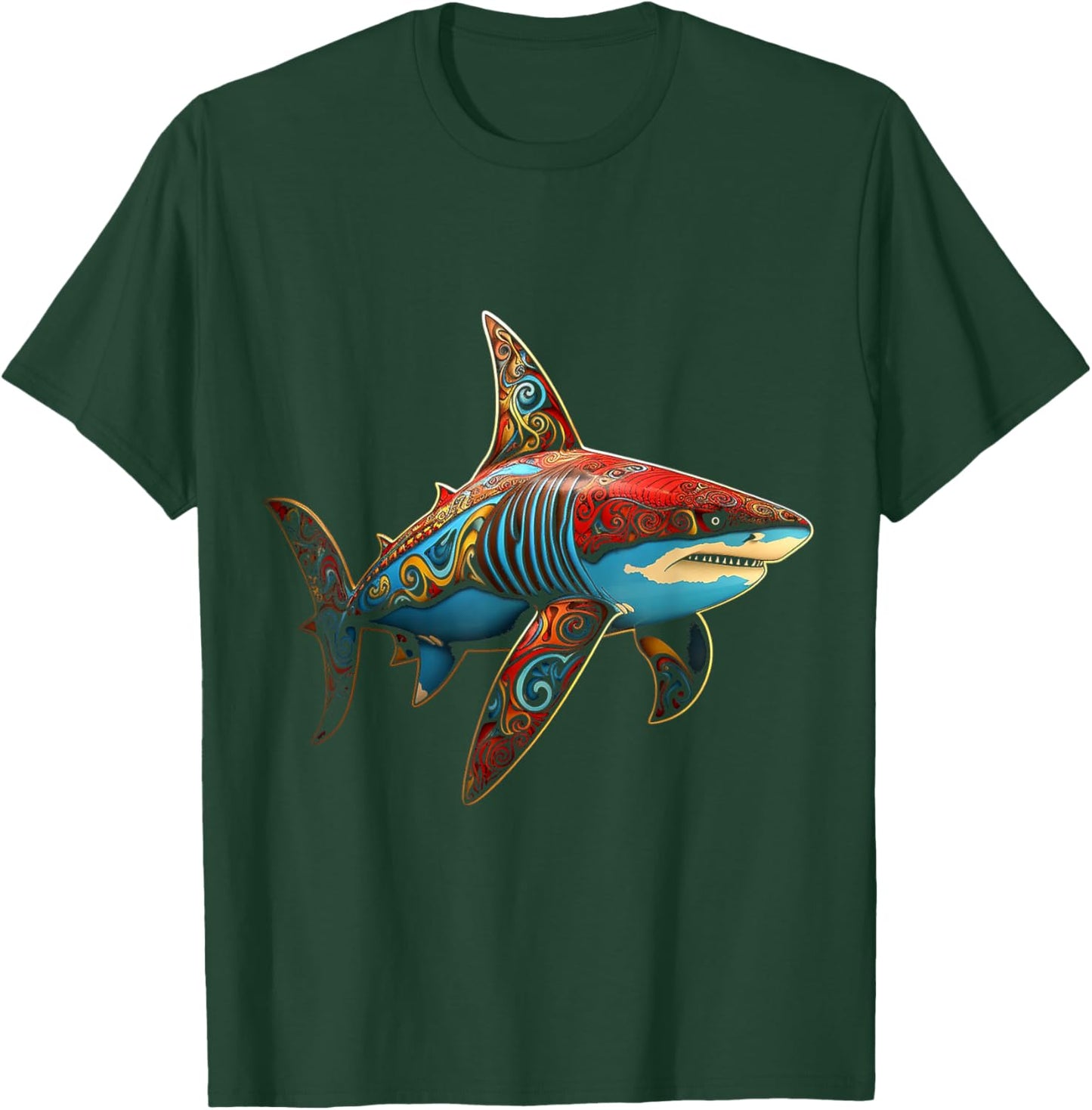 Shark Geometric Animal Anime Abstract Art Shark T-Shirt - T-Shirt | Forest