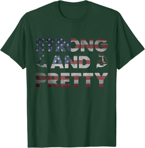 Workout Quote Old Man Lifting Weight Strong And Pretty T-Shirt - T-Shirt | Forest