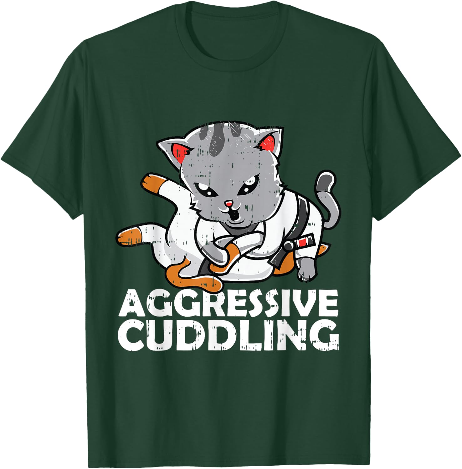 Aggressive Cuddling Jiu Jitsu Cat BJJ Martial Arts MMA Men Women Girls Kids T-Shirt - T-Shirt | Forest