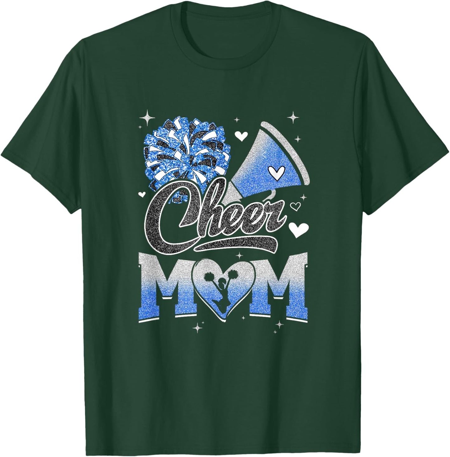 Cheer Mom Blue White Cheerleading Football Fan T-Shirt - T-Shirt | Forest