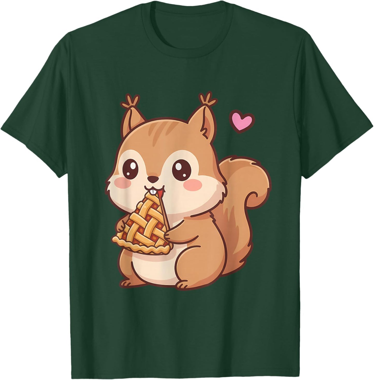 Cute Squirrel Kawaii Anime Style Eating Pie Lover T-Shirt - T-Shirt | Forest