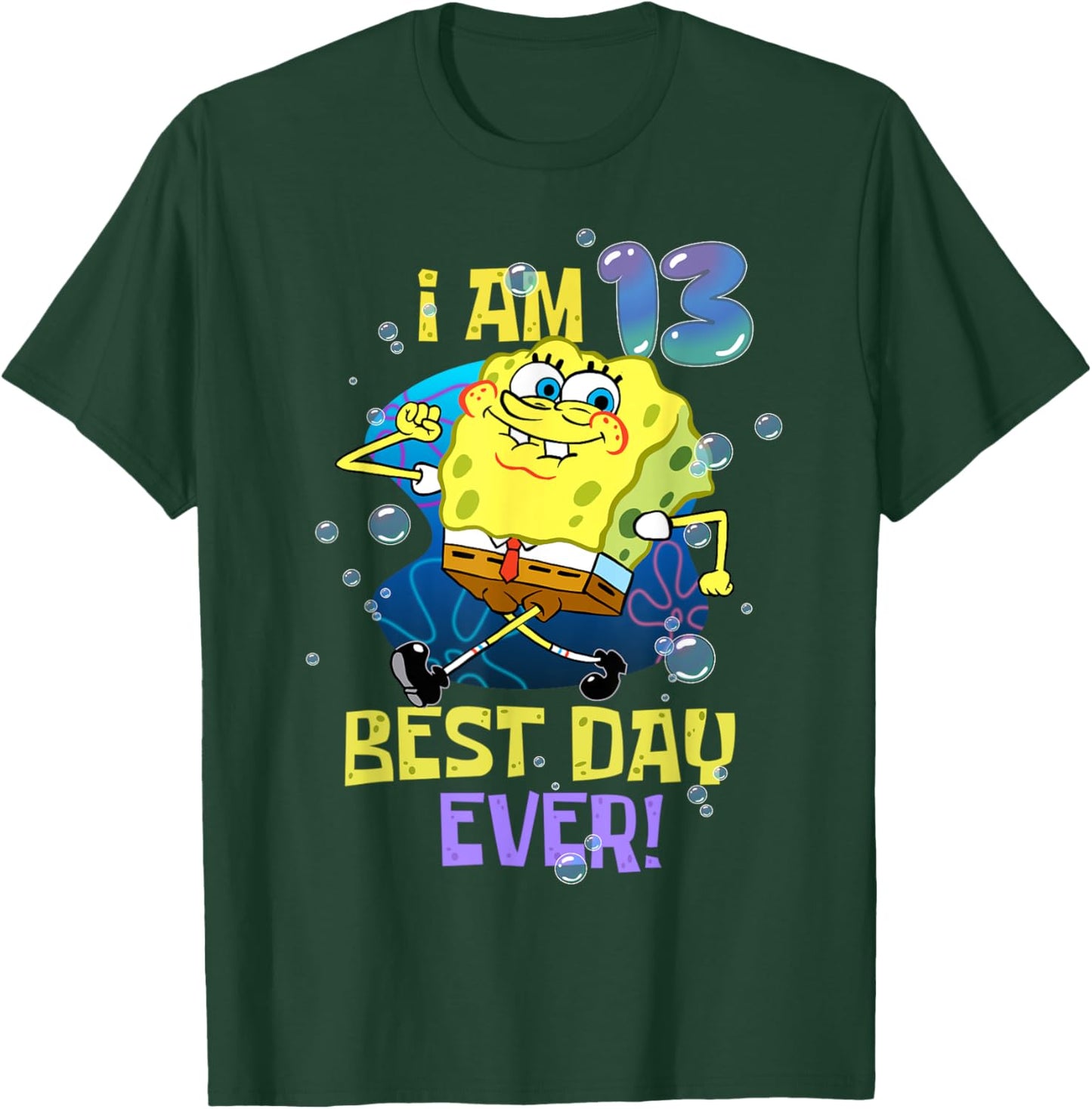Mademark x SpongeBob SquarePants - Spongebob I Am 13 Best Day Ever 13th Birthday Kids Spongebob T-Shirt - T-Shirt | Forest
