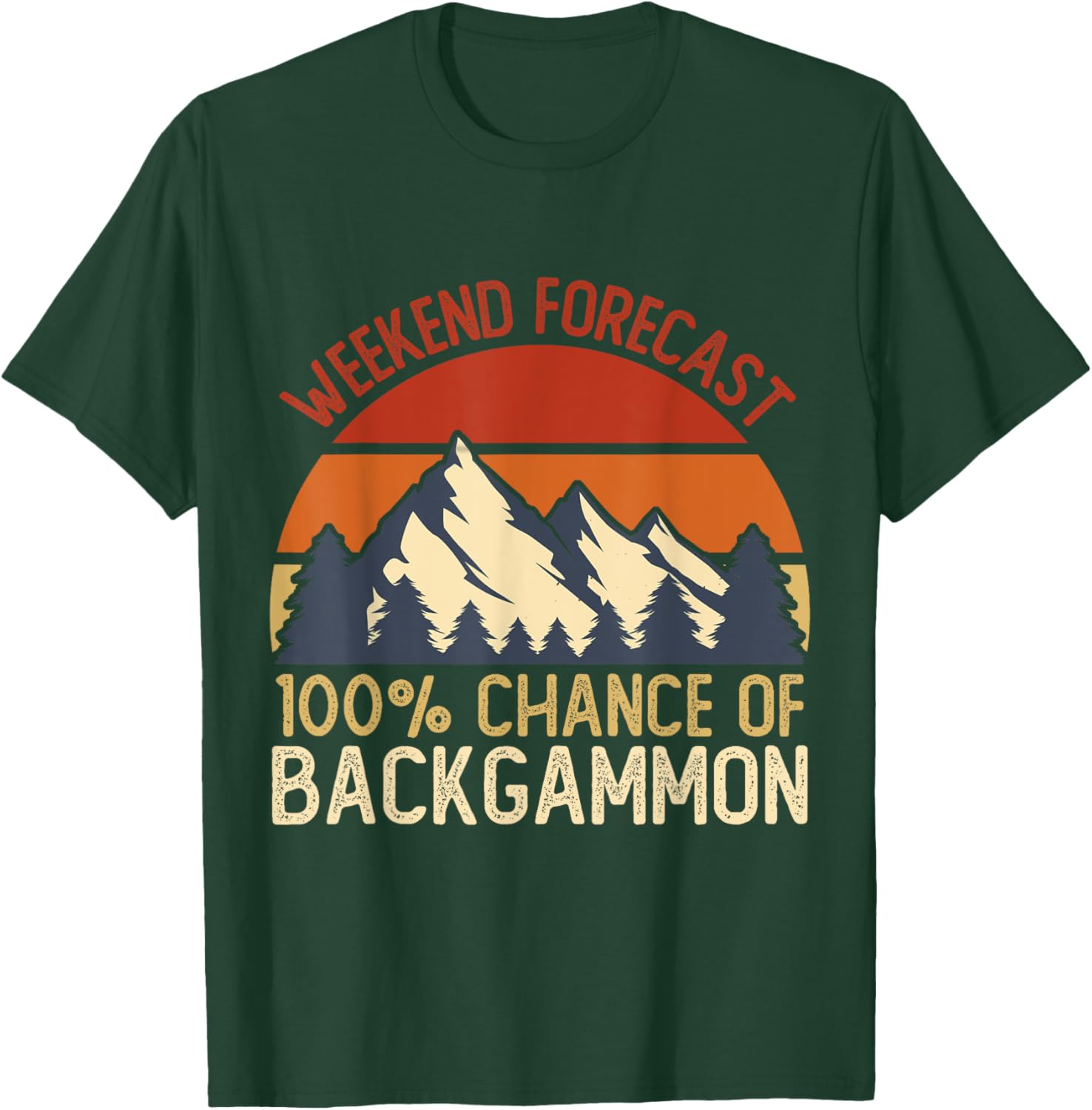Weekend Forecast backgammon Shirts Funny Retro T-Shirt - T-Shirt | Forest