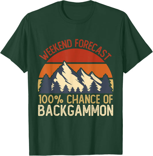 Weekend Forecast backgammon Shirts Funny Retro T-Shirt - T-Shirt | Forest
