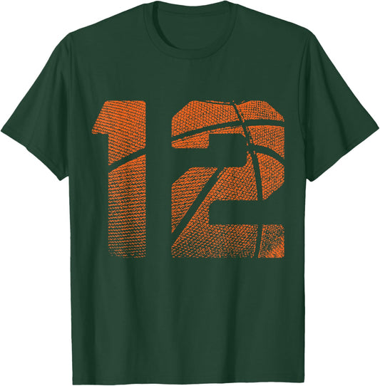 12th Birthday Boy Basketball Player Basketball 12 Years Old T-Shirt - T-Shirt | Forest