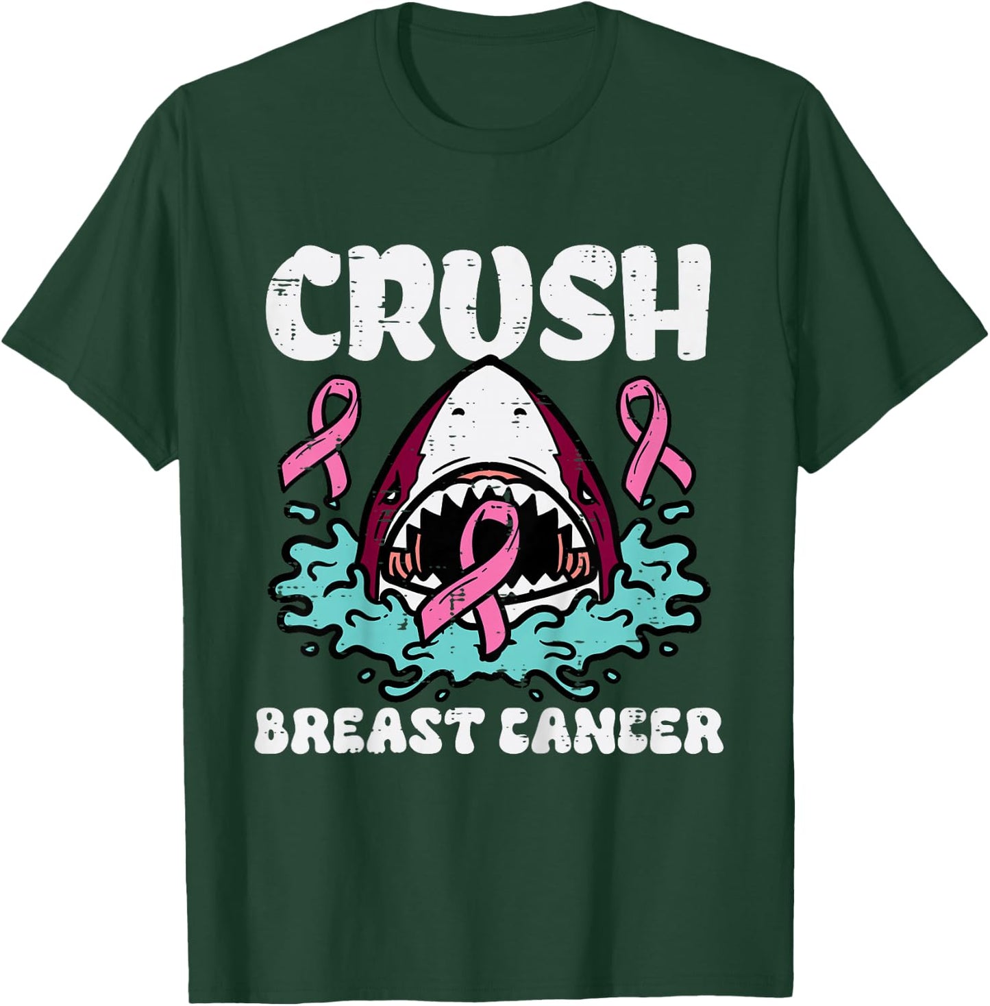 Kids Crush Pink Shark Breast Cancer Awareness Kids Toddler Boys T-Shirt - T-Shirt | Forest