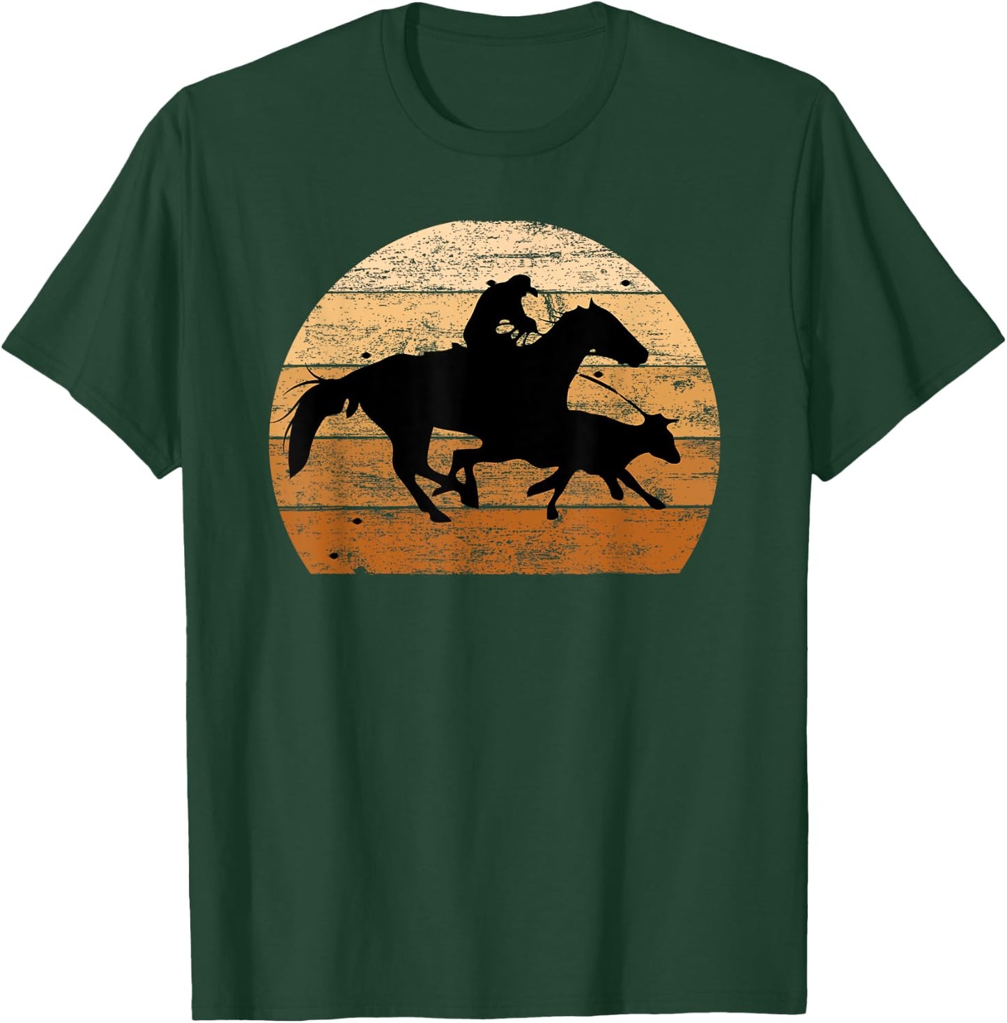 Brown Distressed Style Western Cow Horse Calf Roping T-Shirt - T-Shirt | Forest