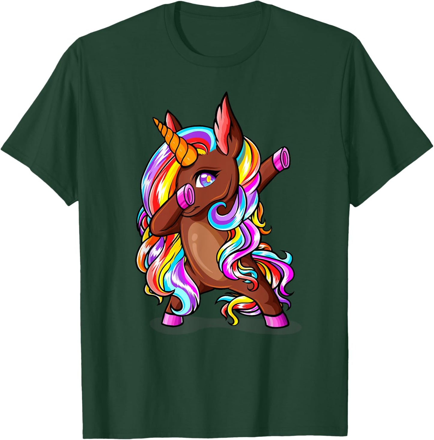 Dabbing Brown Skin Unicorn African American Woman Girl Gifts T-Shirt - T-Shirt | Forest