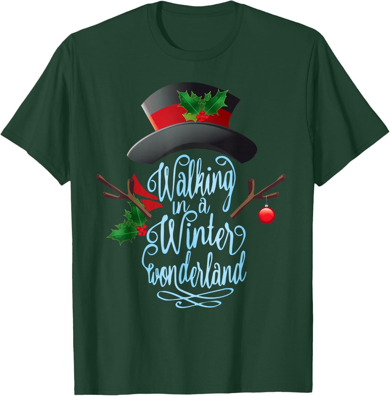 Walking in a Winter Wonderland Snowman Vintage Christmas T-Shirt - T-Shirt | Forest