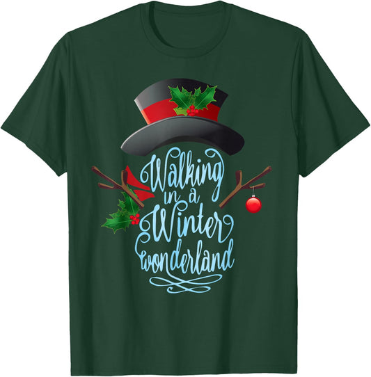 Walking in a Winter Wonderland Snowman Vintage Christmas T-Shirt - T-Shirt | Forest