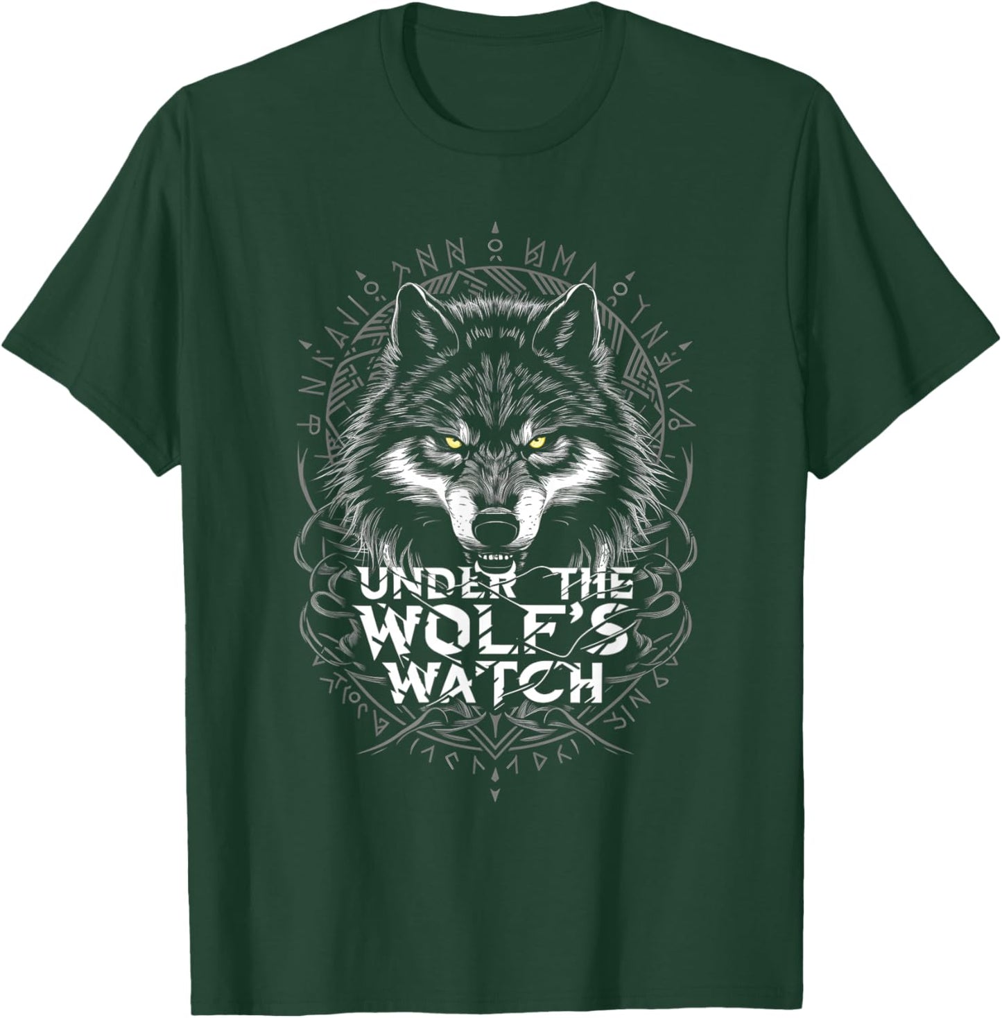 Viking Runes Wolf Under The Wolf's Watch Norse Mythology T-Shirt - T-Shirt | Forest