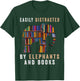 Easily Distracted By Elephants And Books Funny Elephant T-Shirt - T-Shirt | Forest